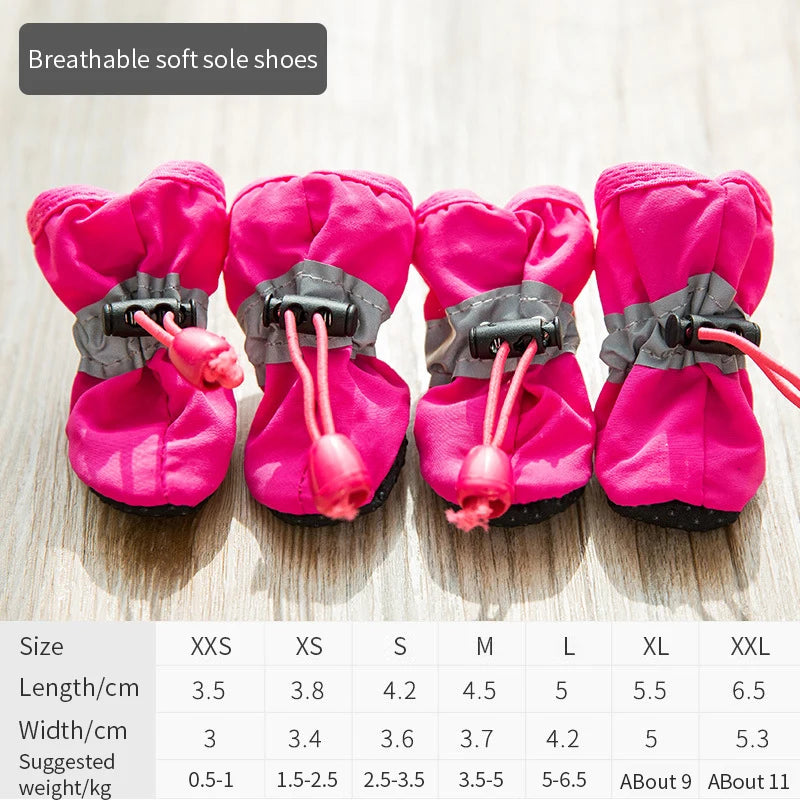 4pcs/set Waterproof Pet Dog Shoes  Anti-slip Rain Boots Footwear for Small Cats Dogs Puppy Dog Pet Booties Pet Paw Accessories